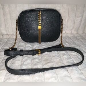 Lulu's Black and Gold Crossbody Bag with Chain Detail